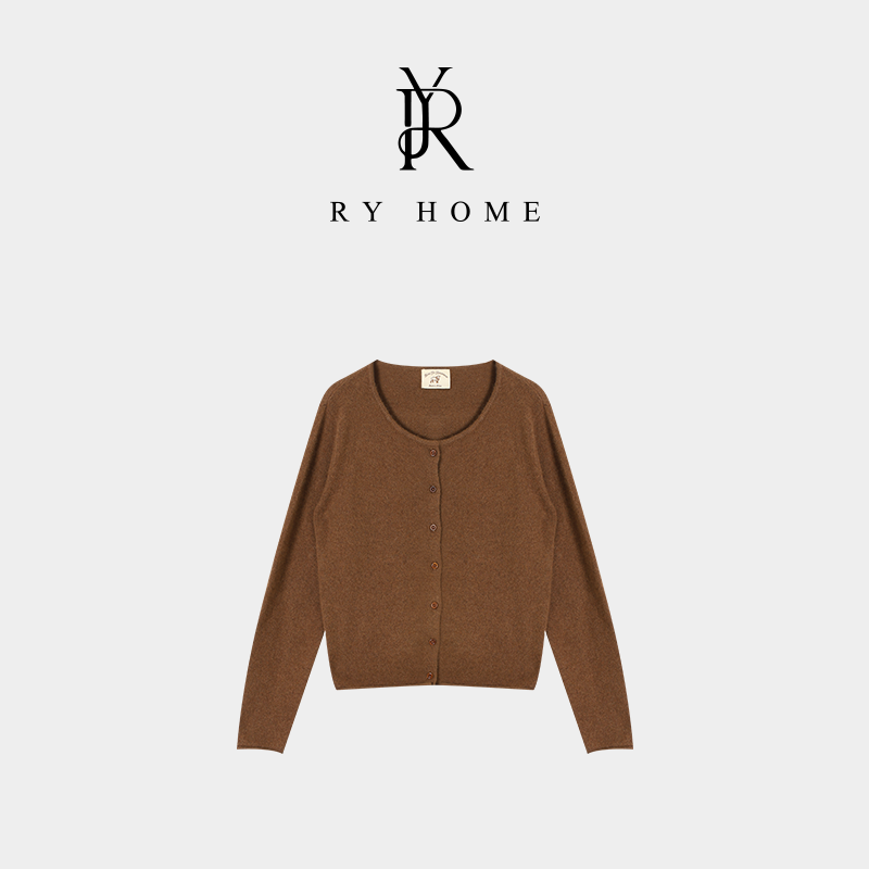【容雨RYHOME】新款绵羊毛圆领蜜熊绒开衫M2465