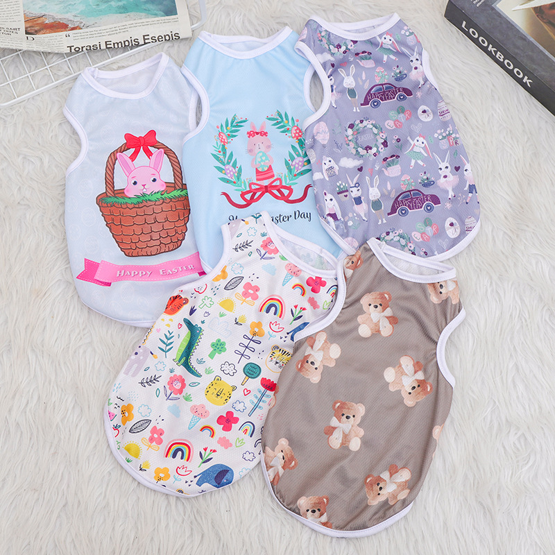 透气舒适狗狗宠物背心欧美卡通泰迪比熊博美小狗狗尺码四季通用