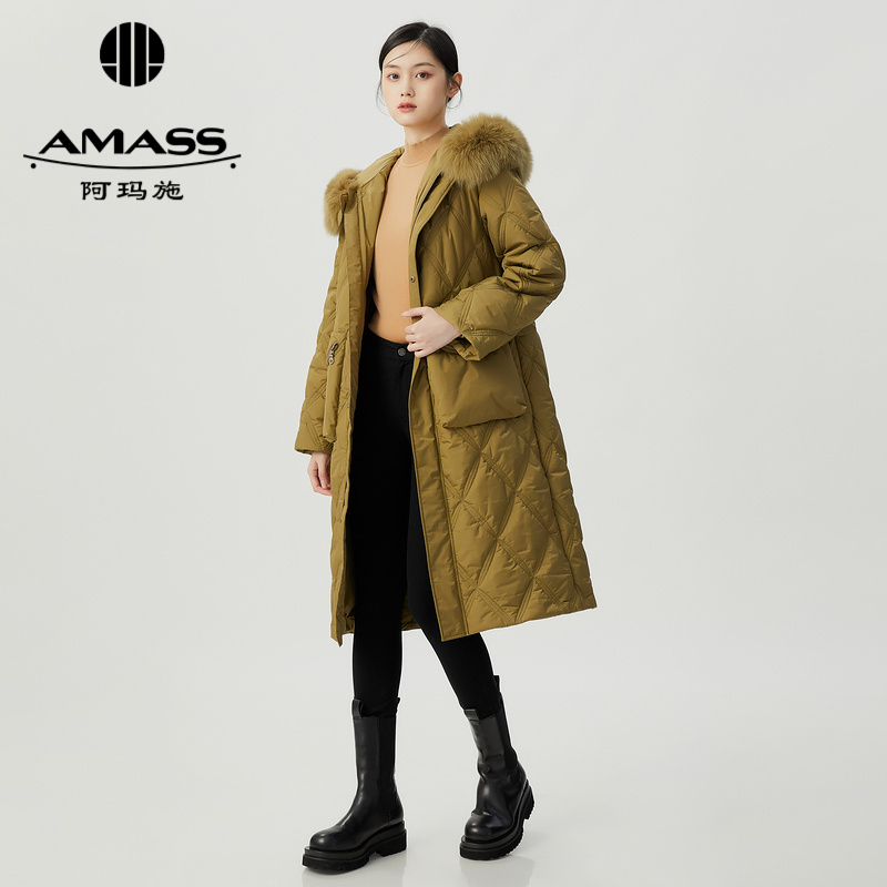 AMASS/阿玛施新款新雪丽深冬百搭中长款口袋连帽防风加厚5400834