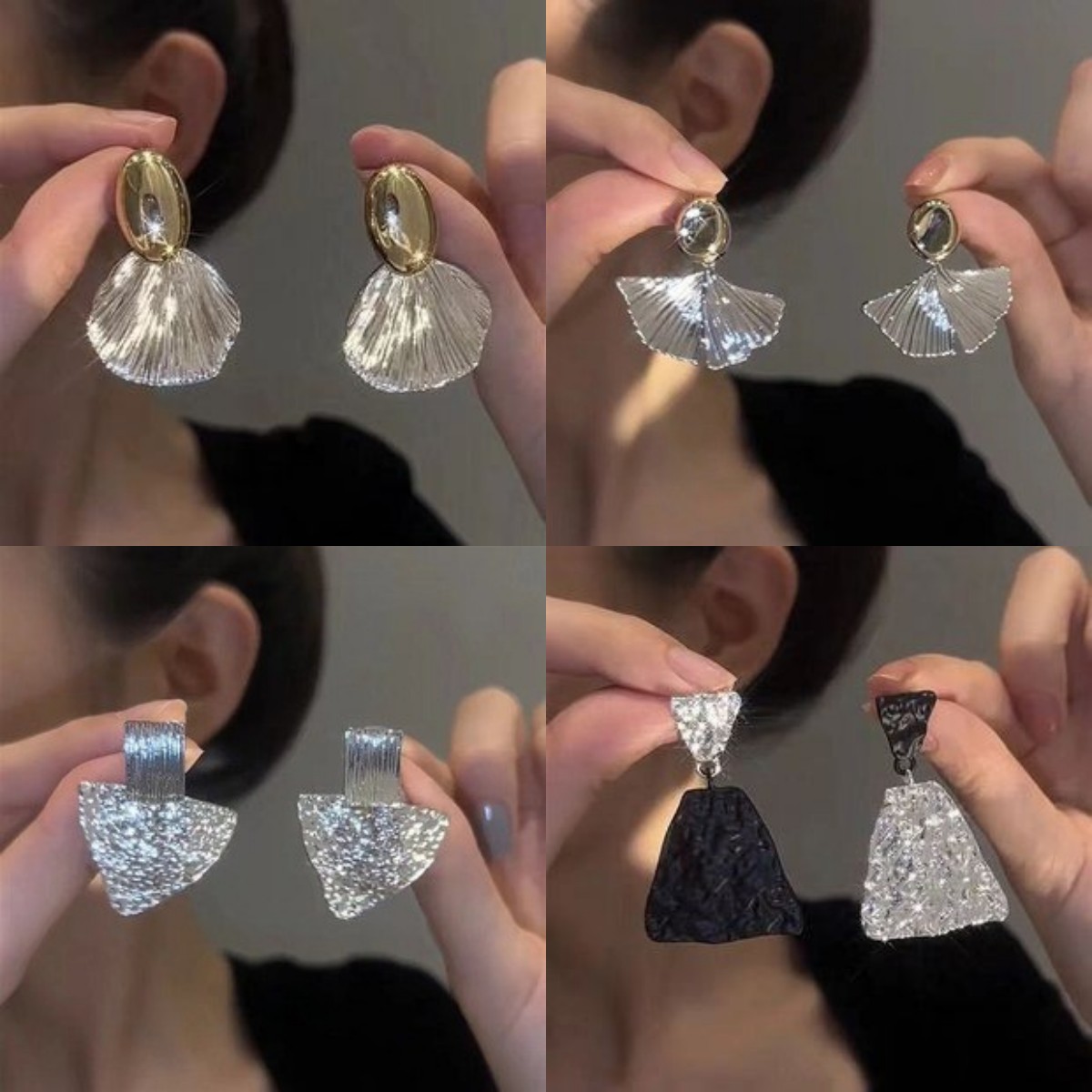 个性百搭夸张金属感耳钉女ins潮时尚百搭欧美网红款爆款耳环耳饰