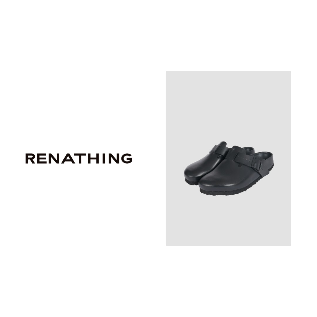 【RENATHING】黑色包头平底拖鞋