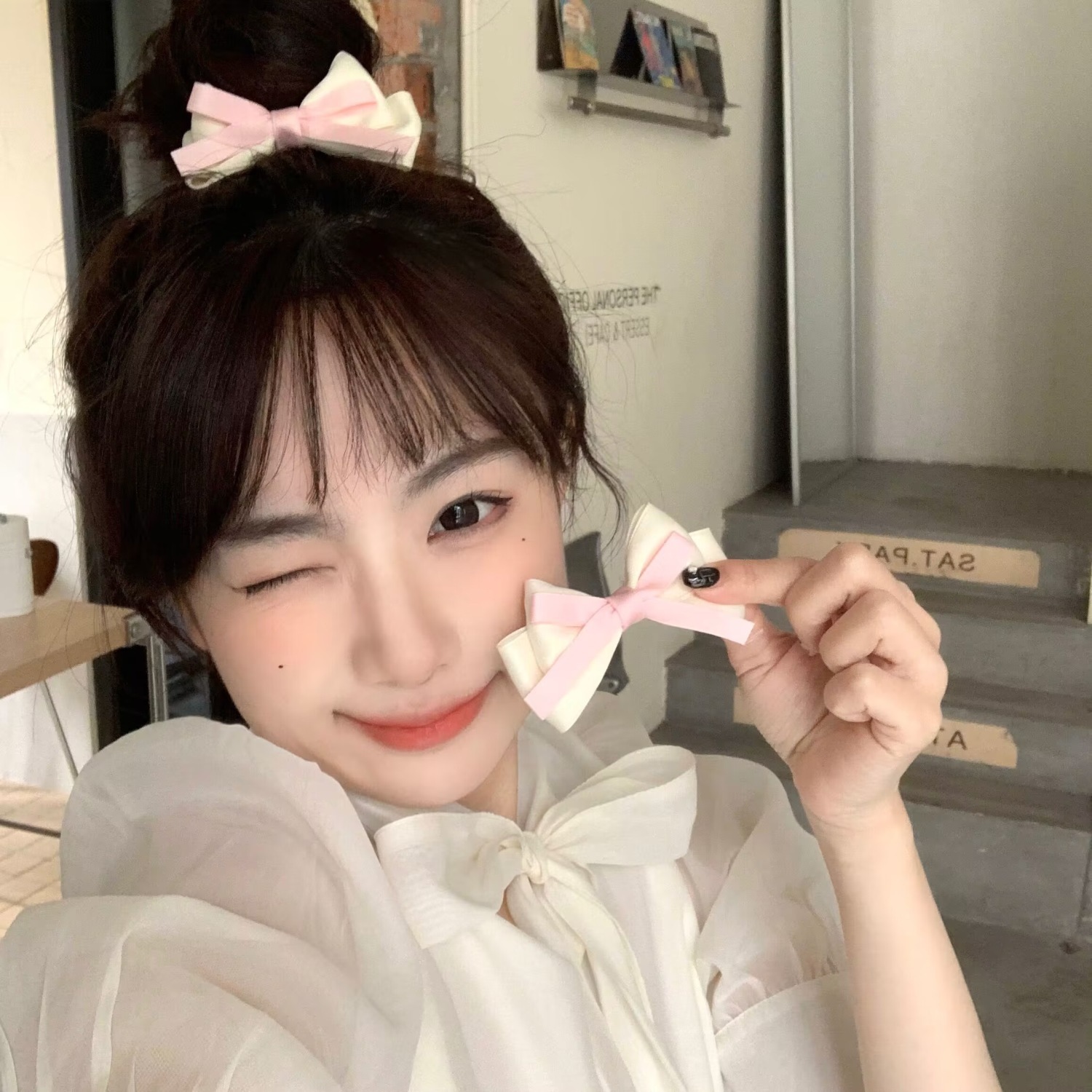 法式甜心少女蝴蝶结发夹公主头韩系边夹侧边夹双马尾头饰