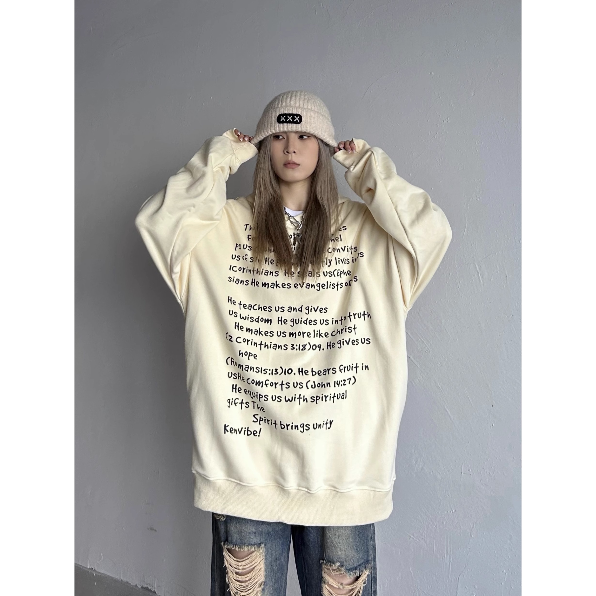 美式连帽卫衣女春秋薄款宽松慵懒ins潮秋冬加绒字母情侣上衣外套