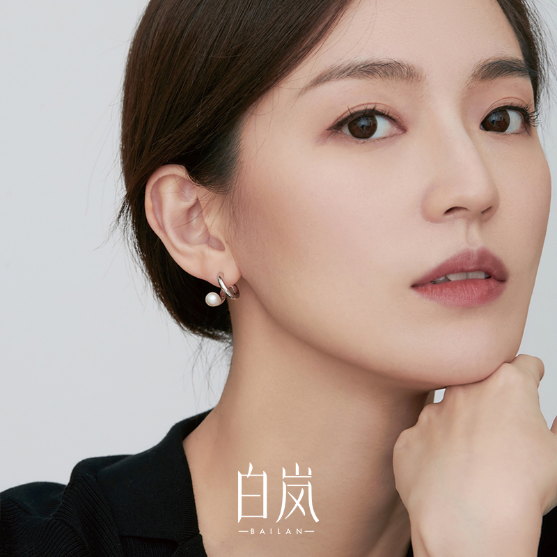 白岚螺旋珍珠耳钉【直播专属】气质S925银耳饰女轻奢耳环ED2693