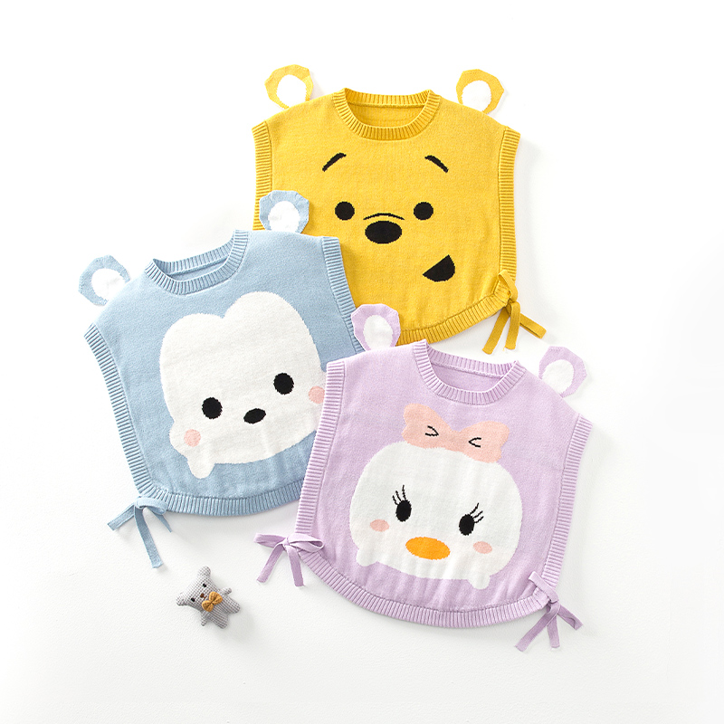 【MX482】婴幼儿棉线针织马甲 小童男宝女宝可爱卡通坎肩背心宽松