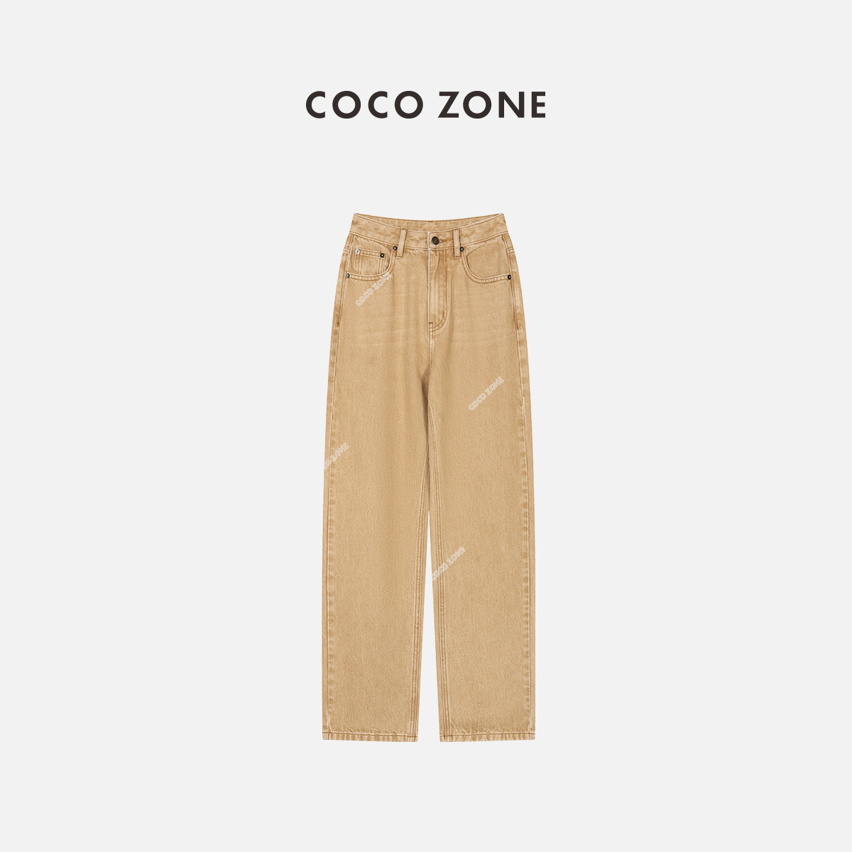 COCO ZONE 牛仔九分裤纯色洗水复古感通勤风裤子23C18940