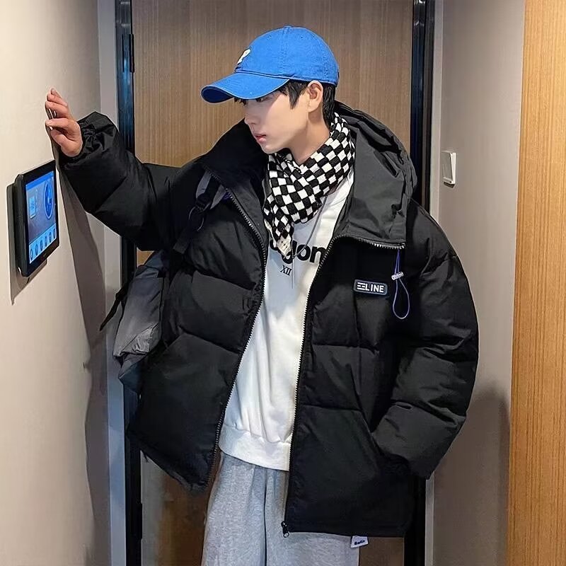 抽绳连帽棉服男冬季潮牌保暖面包服棉衣ins韩版百搭情侣棉袄外套