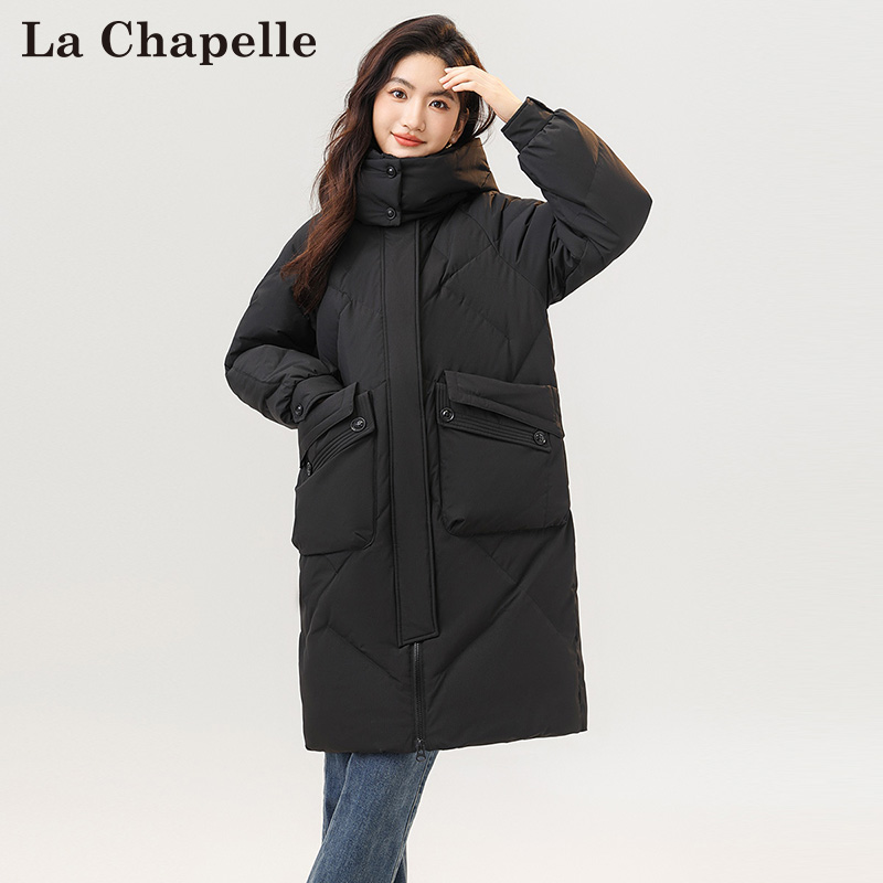 【姿姐专享】拉夏贝尔冬季时尚羽绒服女中长款连帽加厚保暖休闲百搭