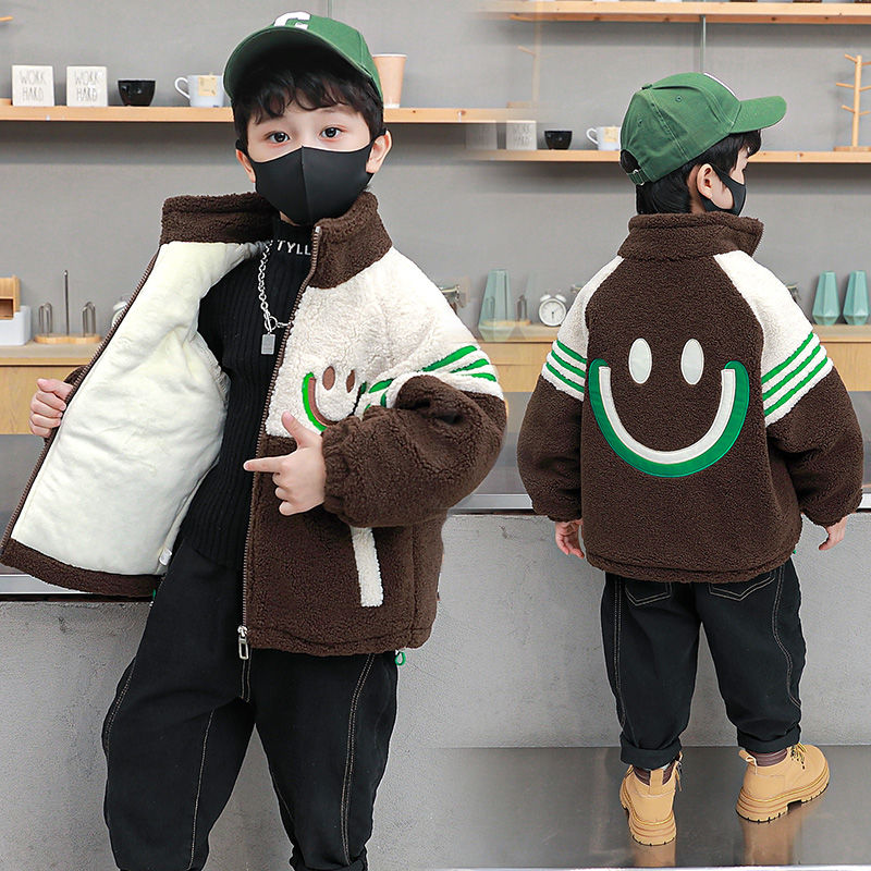【森林】男童外套2024年新款儿童冬装加绒毛毛衣宝宝