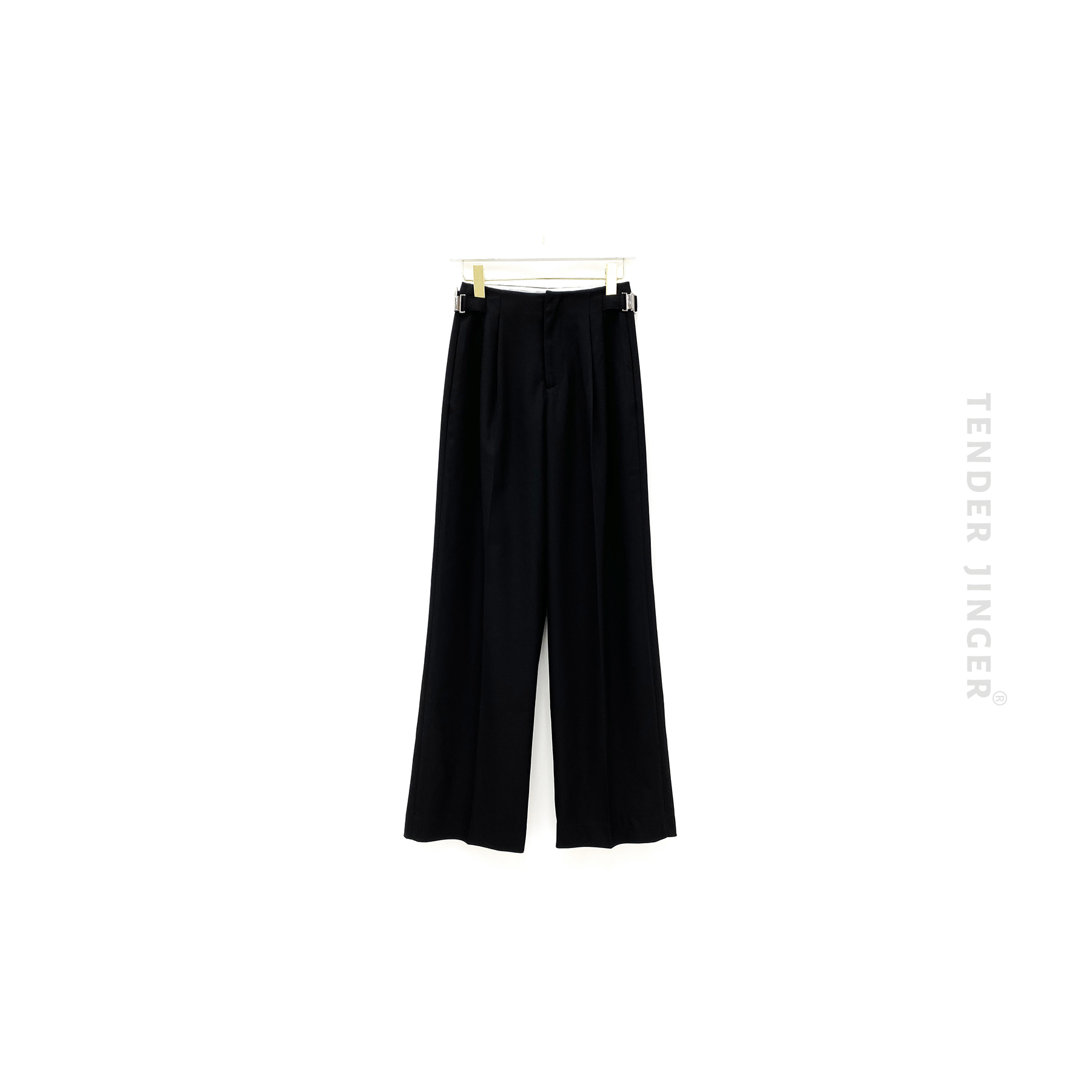 Tender Jinger【专柜】休闲潮流黑色高腰时尚女士直筒裤T2305MT400T