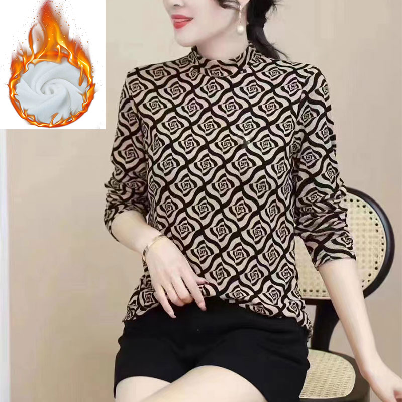 636#加绒加厚半高领显瘦打底衫（2XL~5XL 90~165斤）