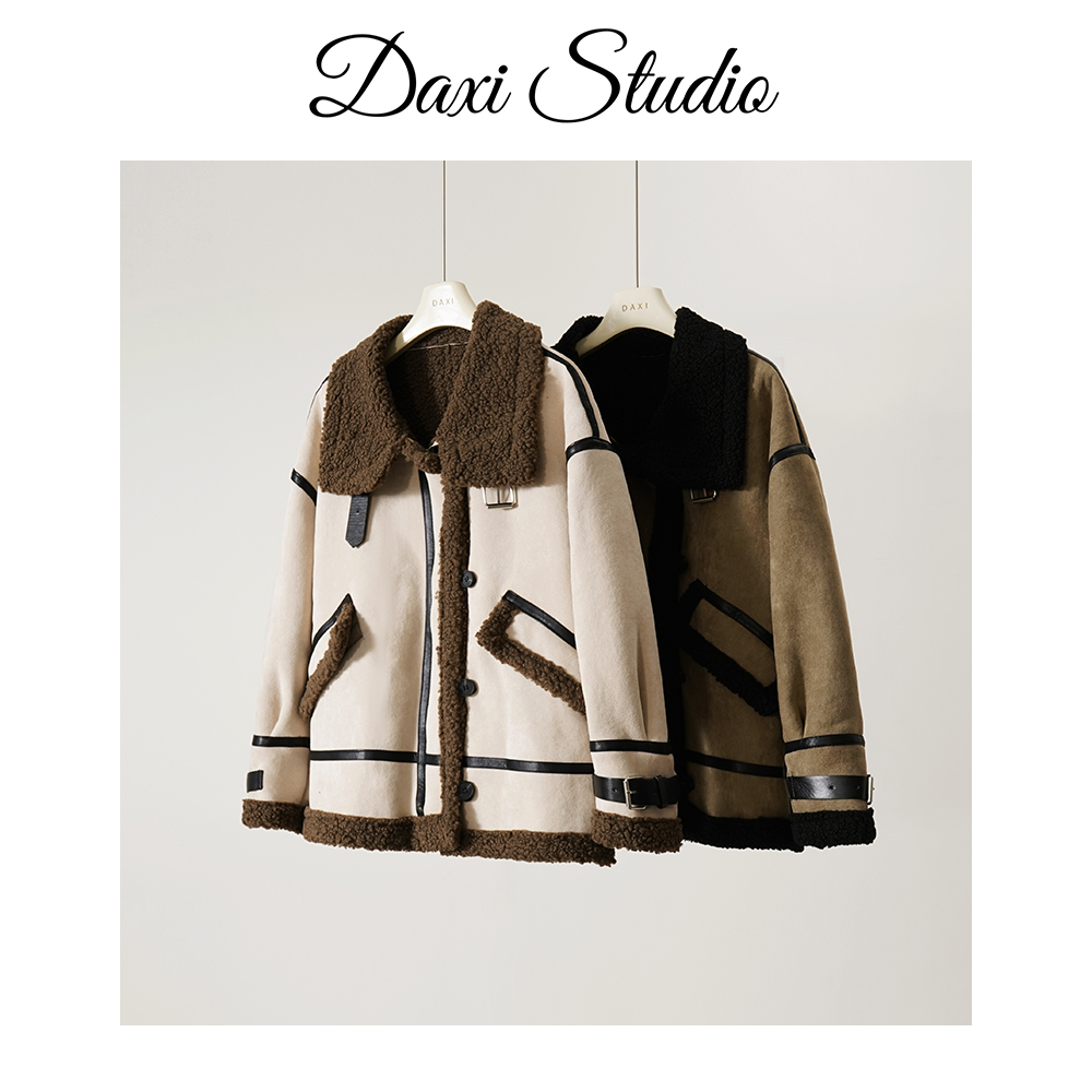 DX.DAXI【秋冬之恋】皮毛一体外套女秋冬新款加绒立领机车服1199