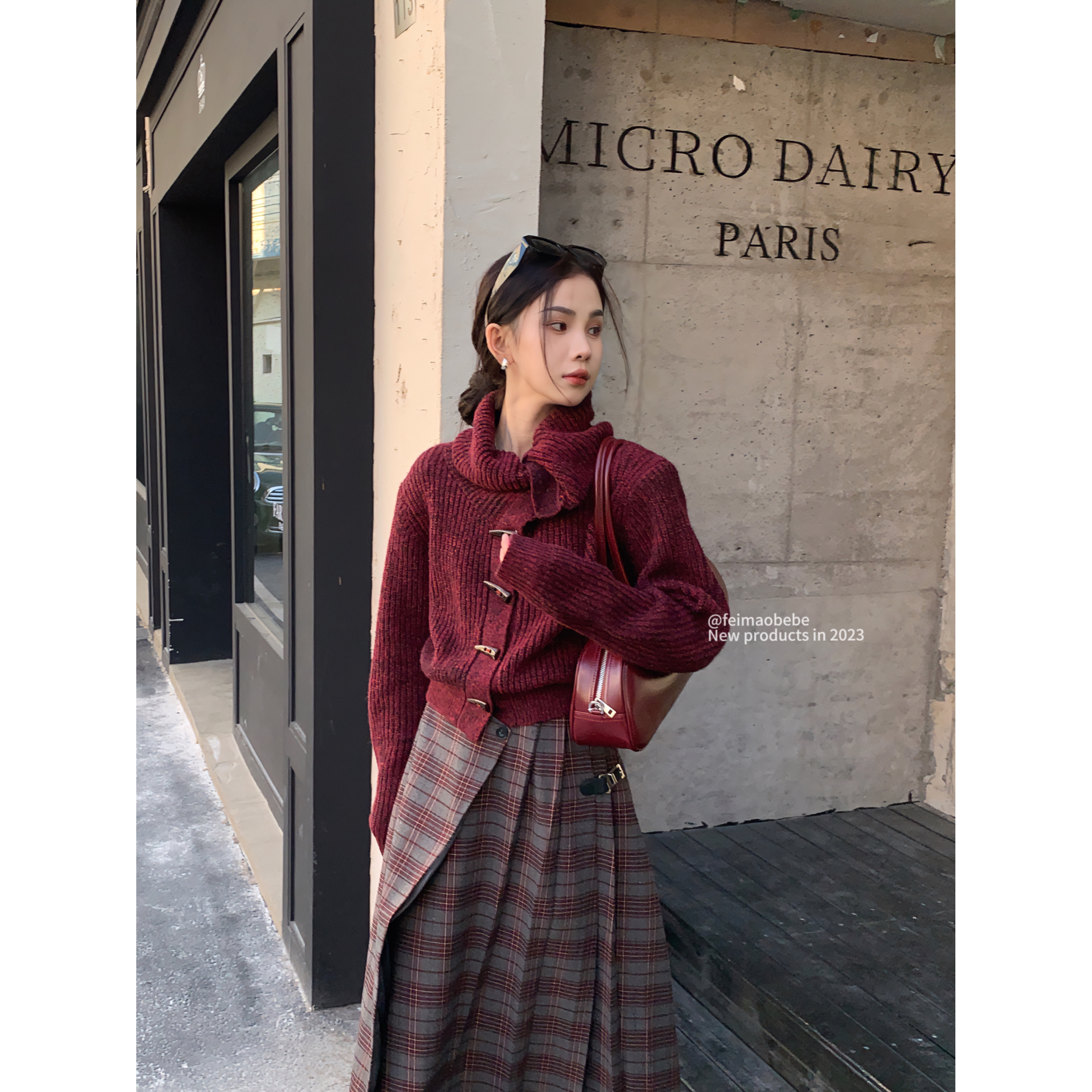 【白白-啊萍推荐】90005 翻领单排扣宽松慵懒风设计感小众毛衣外套