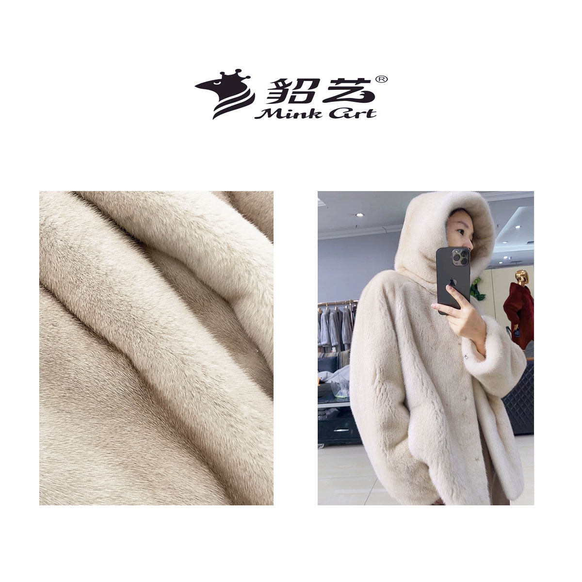 春春严选【小温暖】 D369 进口紫金天鹅绒女士短款水貂连帽加厚皮草