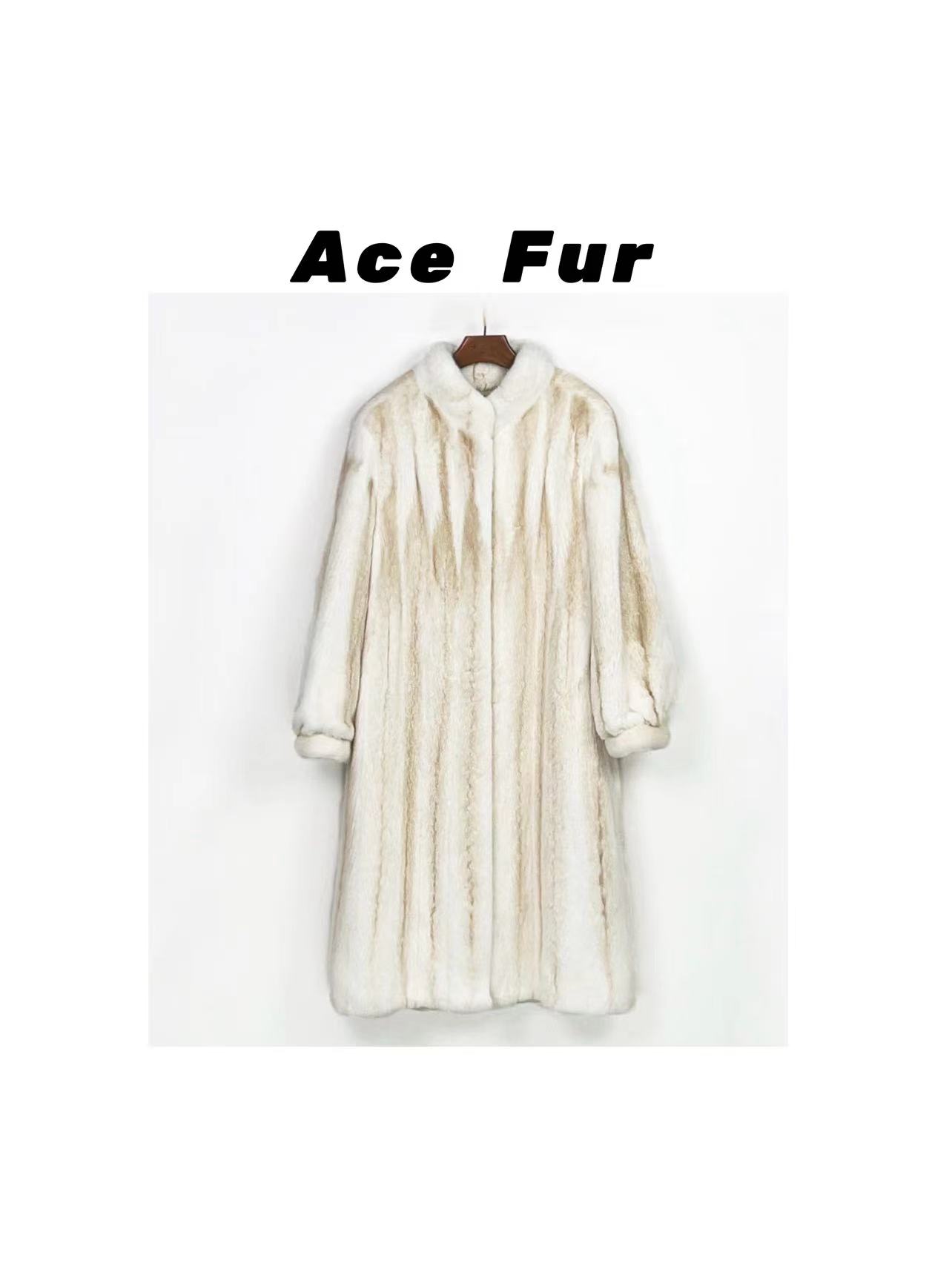 ACE【旧金山】 D753 金十字长款貂皮大衣女士整貂皮草冬季