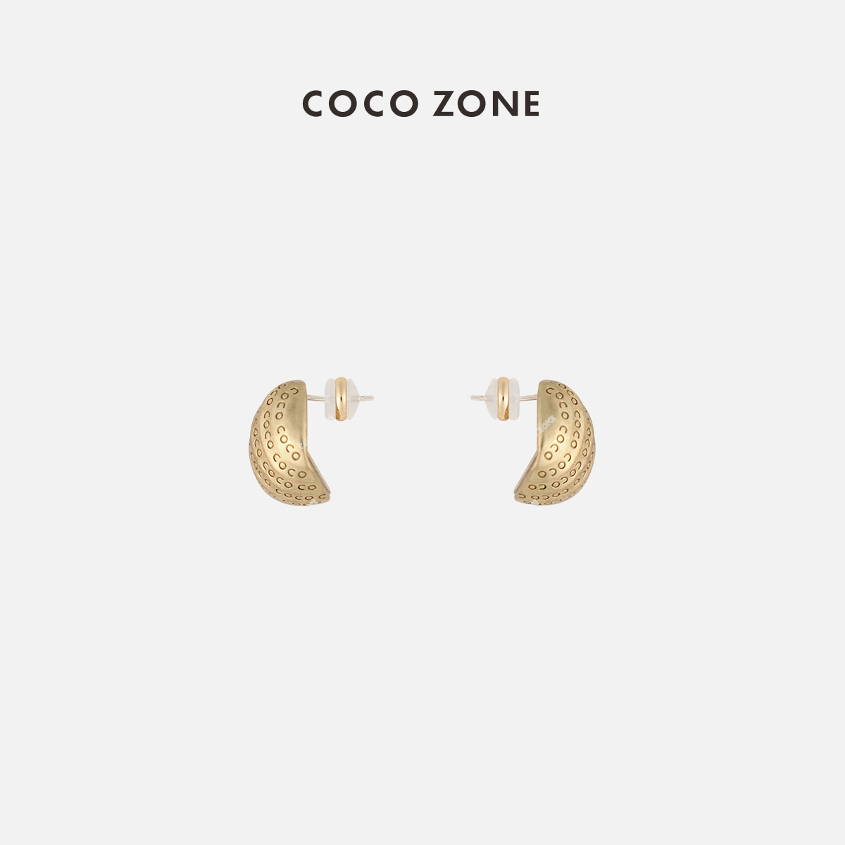 铜合金耳饰 COCO ZONE 设计感字母耳针复古耳环23C29803