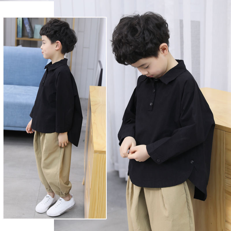 童装男童日系休闲套装2023新款春秋季衣服中大童宽松薄衬衫两件套