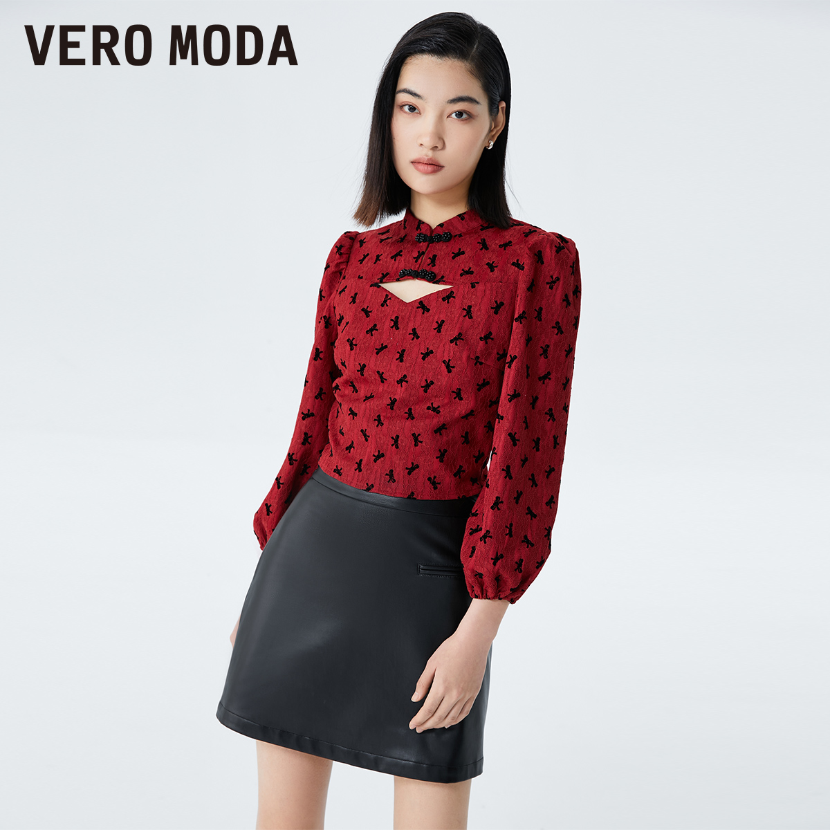【小店专享】Vero Moda上衣女短款立领盘扣新中式国潮|323330006