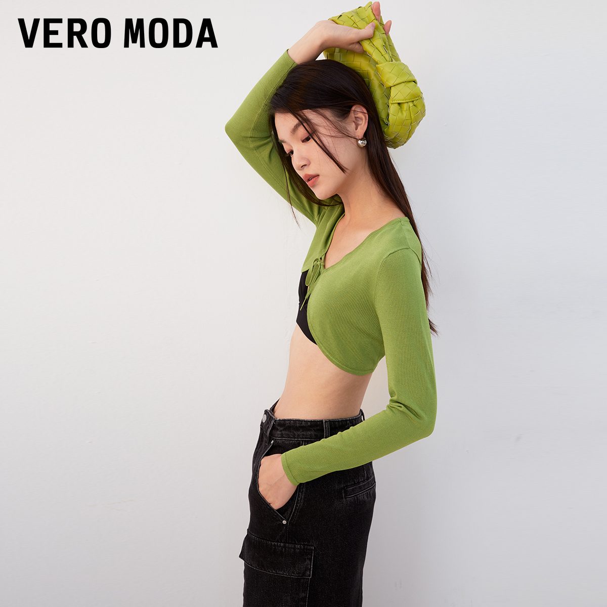 【小店专享】Vero Moda针织衫时尚系带短款芭蕾风外搭女|323324002