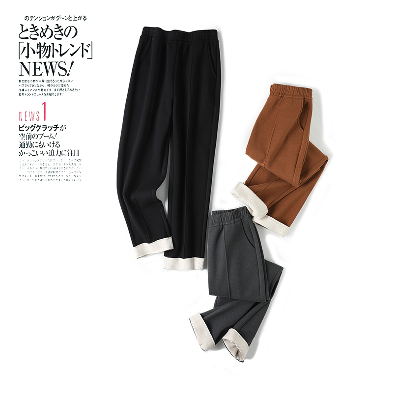 【软糯到心坎里的】百搭衣橱秋冬款蚕丝羊毛斜纹烟管裤-2669