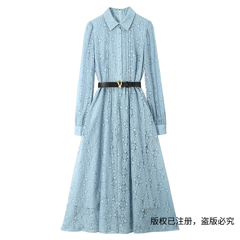 蓝粹清泉【千树】2023女装新款长袖蕾丝连衣裙  YM3C01275Q