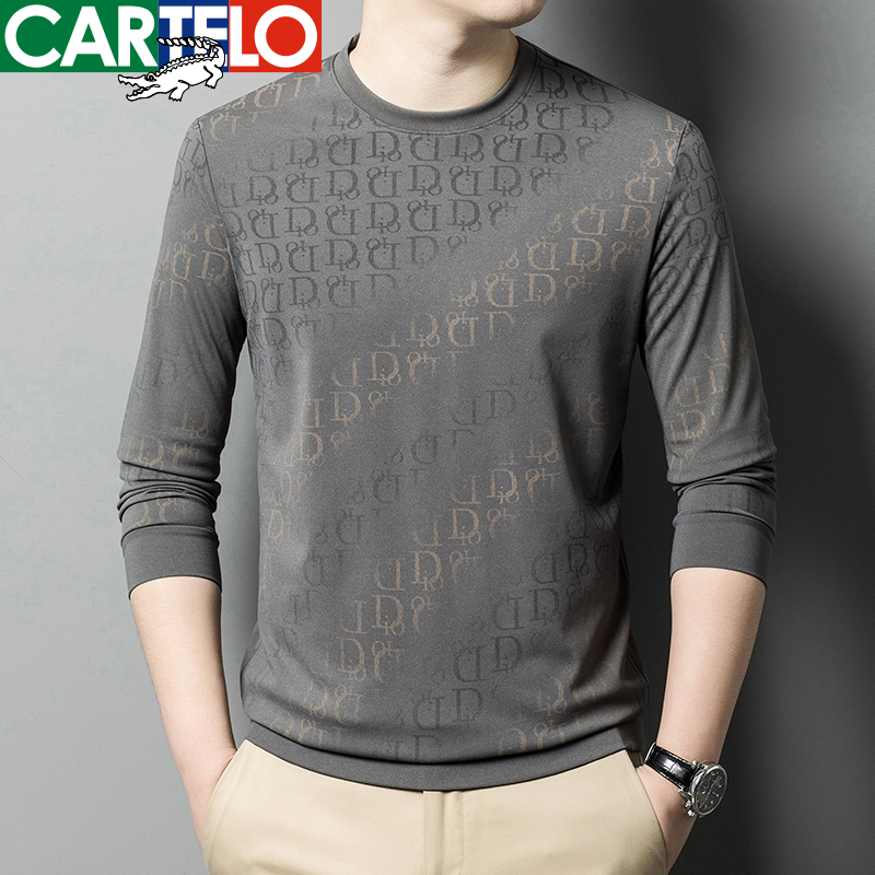 CARTELO/卡帝乐鳄鱼秋季男士长袖高档休闲卫衣男圆领套头百搭上衣