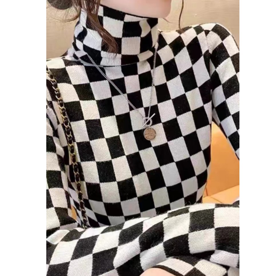 2023新棋盘格高级软糯上衣08-1377