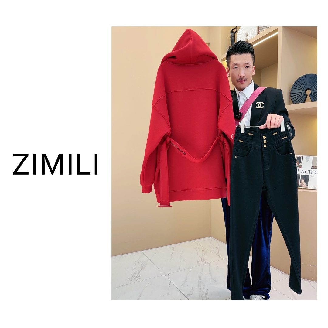 【LIANG哥定制】冬季加厚加绒长款腰带阔版显瘦百搭连帽卫衣2155A