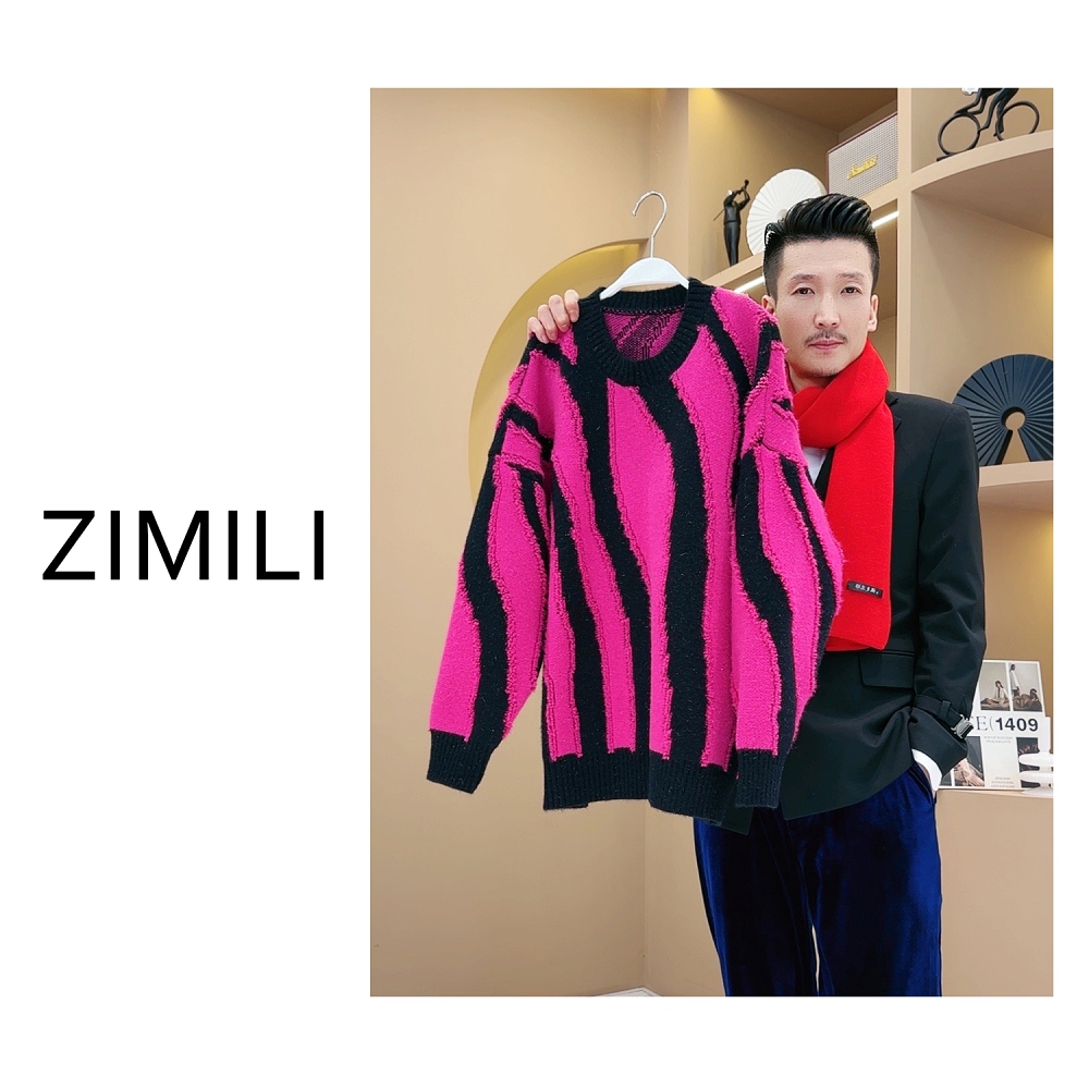 【LIANG哥定制】冬季加厚慵懒风显瘦针织衫/2171A+白色工装裤/2157A