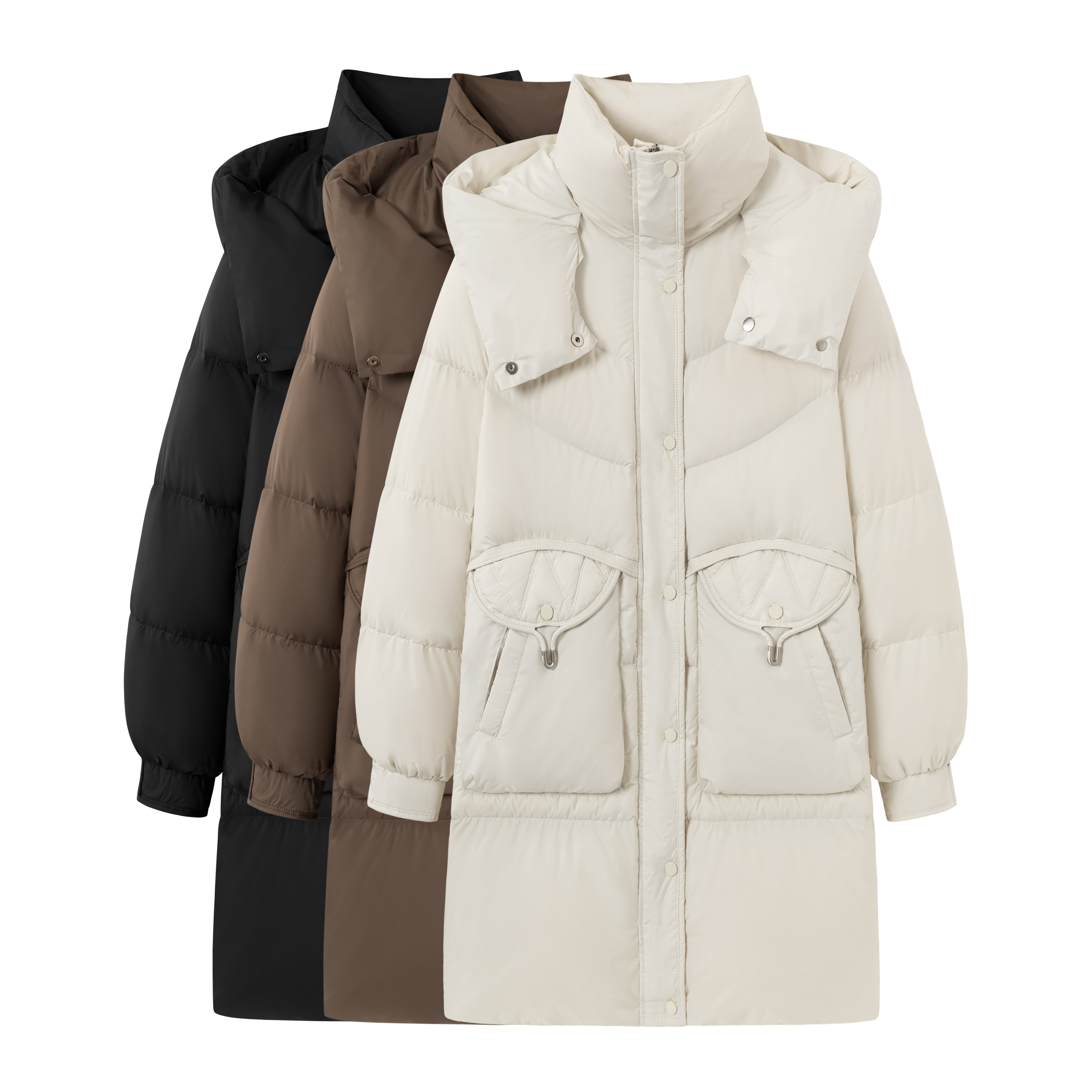 安南AN【阳光浴】A11458冬季新款日常休闲洋气中长款连帽羽绒服