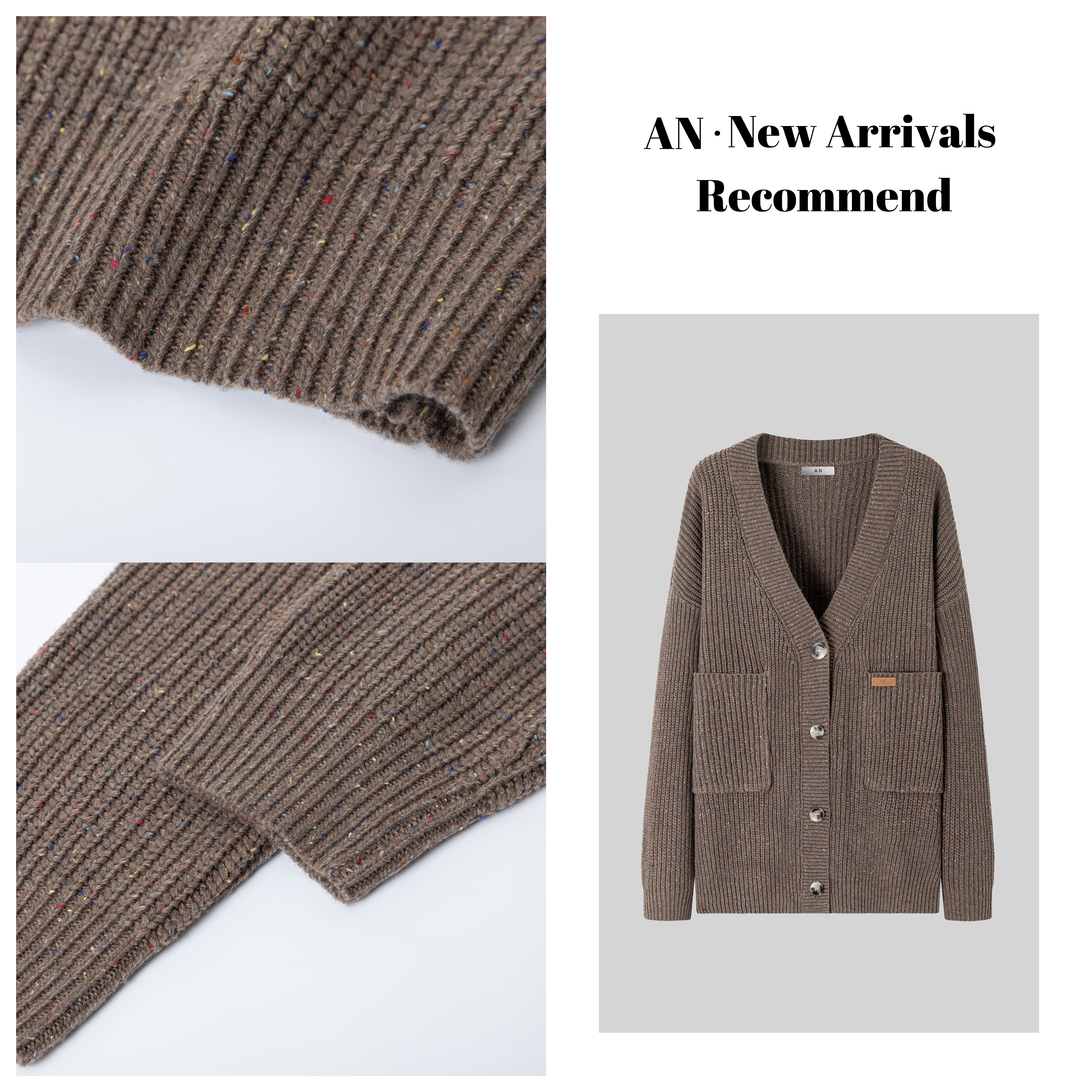 安南AN【夜晚咖啡馆】A10334秋冬新款韩版宽松双口袋毛衣开衫外套