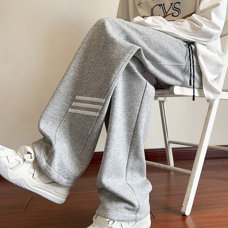 美式复古运动卫裤男春秋款初高中学生三条杠裤子宽松直筒休闲长裤