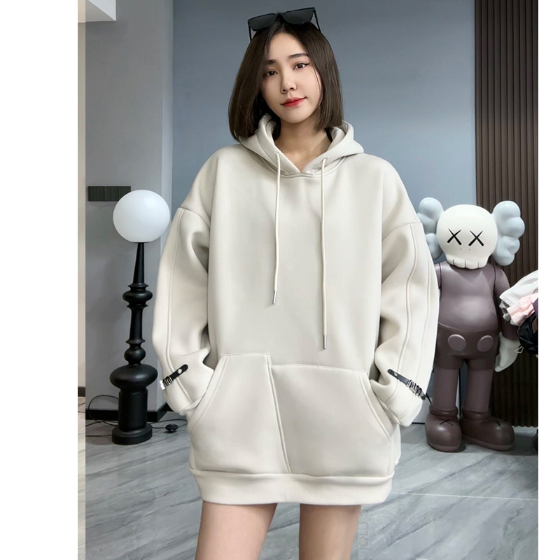 【安童森】百搭长袖加绒慵懒风卫衣2023秋冬韩版宽松连帽上衣#3132