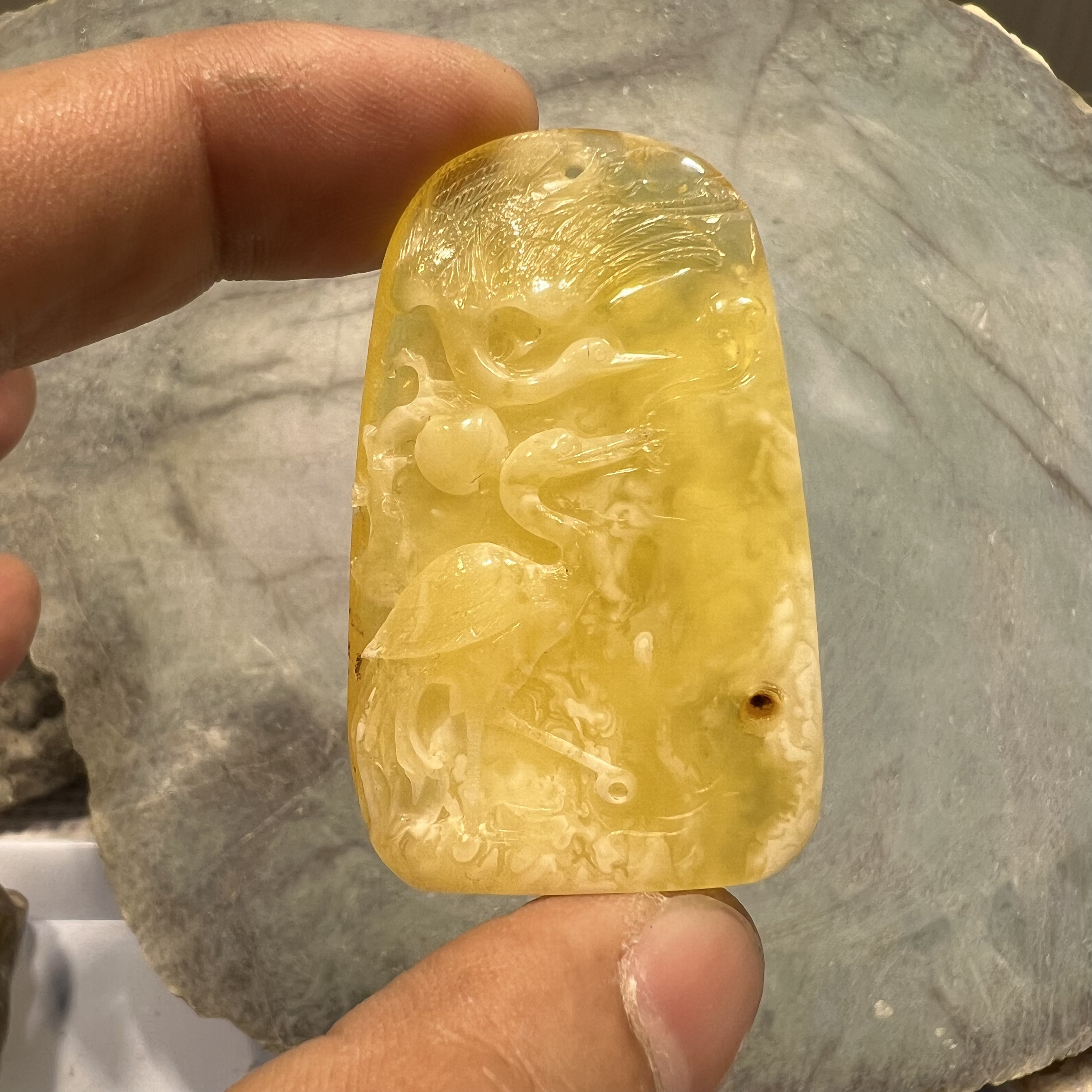 好玉易珠宝大师精雕手工琥珀俄罗斯抚顺多米尼加蓝珀蜜蜡锁骨链男