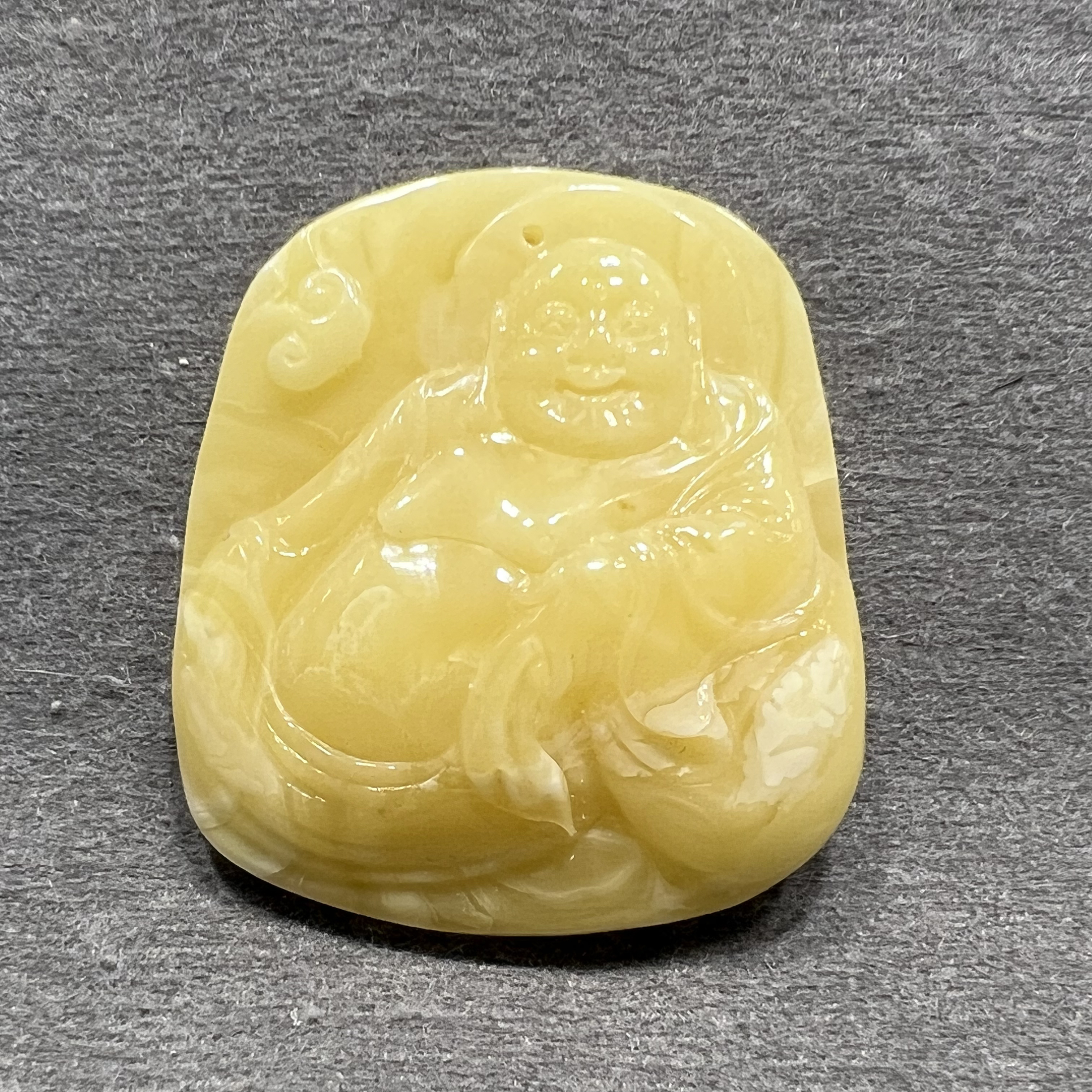 弥勒笑佛8.1克琥珀白蜜蜡吊坠挂件大师雕刻时尚气质百搭挂坠大肚