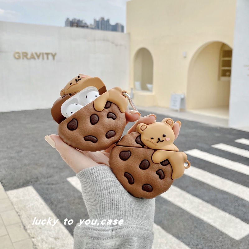 ins可爱曲奇饼干小熊适用苹果AirPods Pro3代保护壳1/2蓝牙耳机套