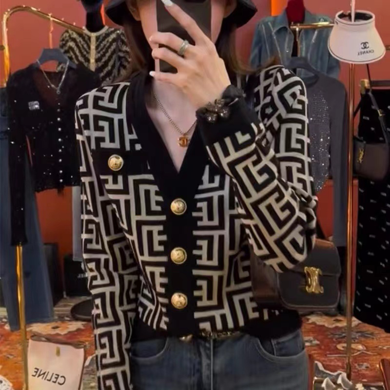 【大福专属】JD8214法式小香风针织开衫气质减龄时尚百搭上衣