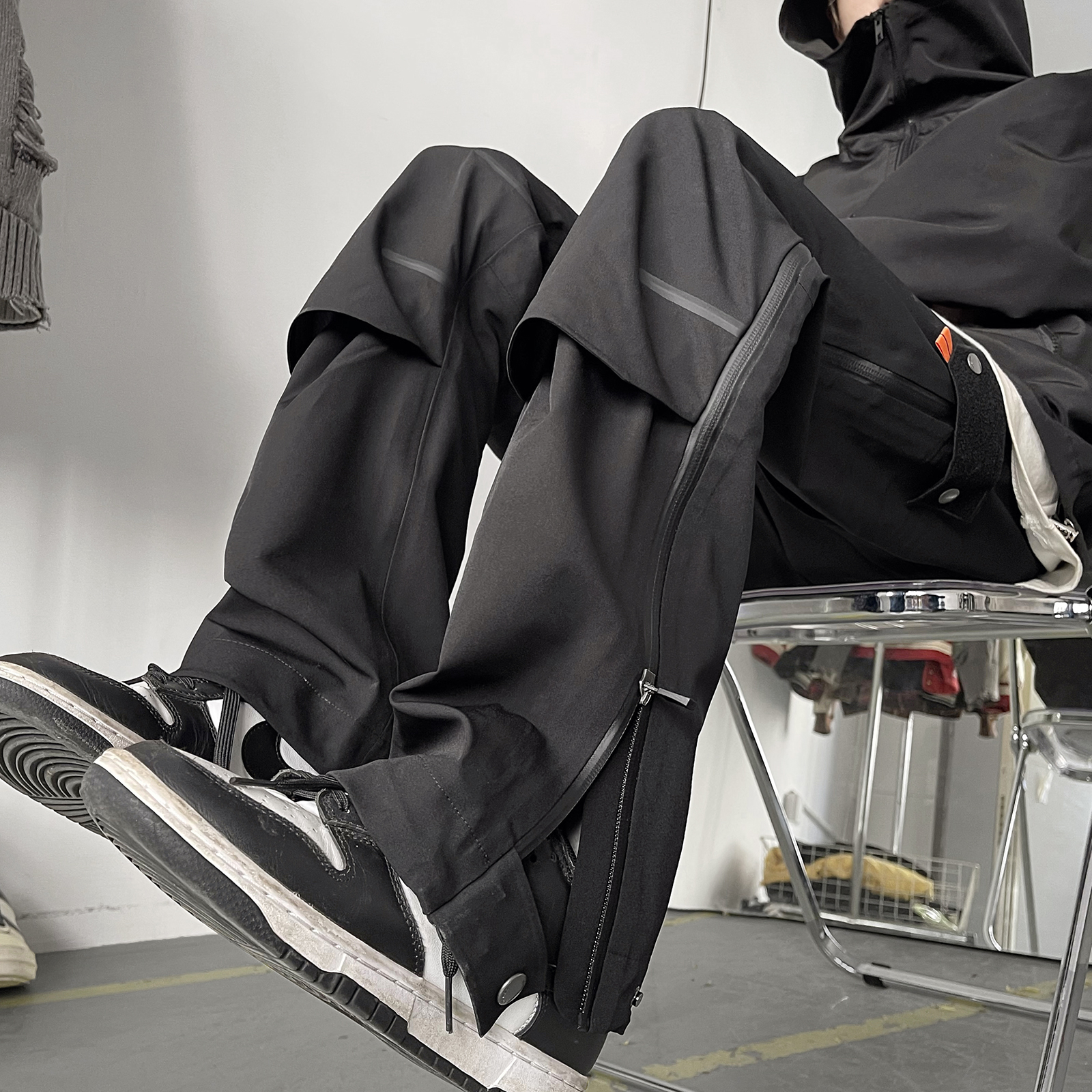 美式冲锋登山裤秋冬季加绒户外滑雪休闲长裤男士痞帅宽松阔腿裤子