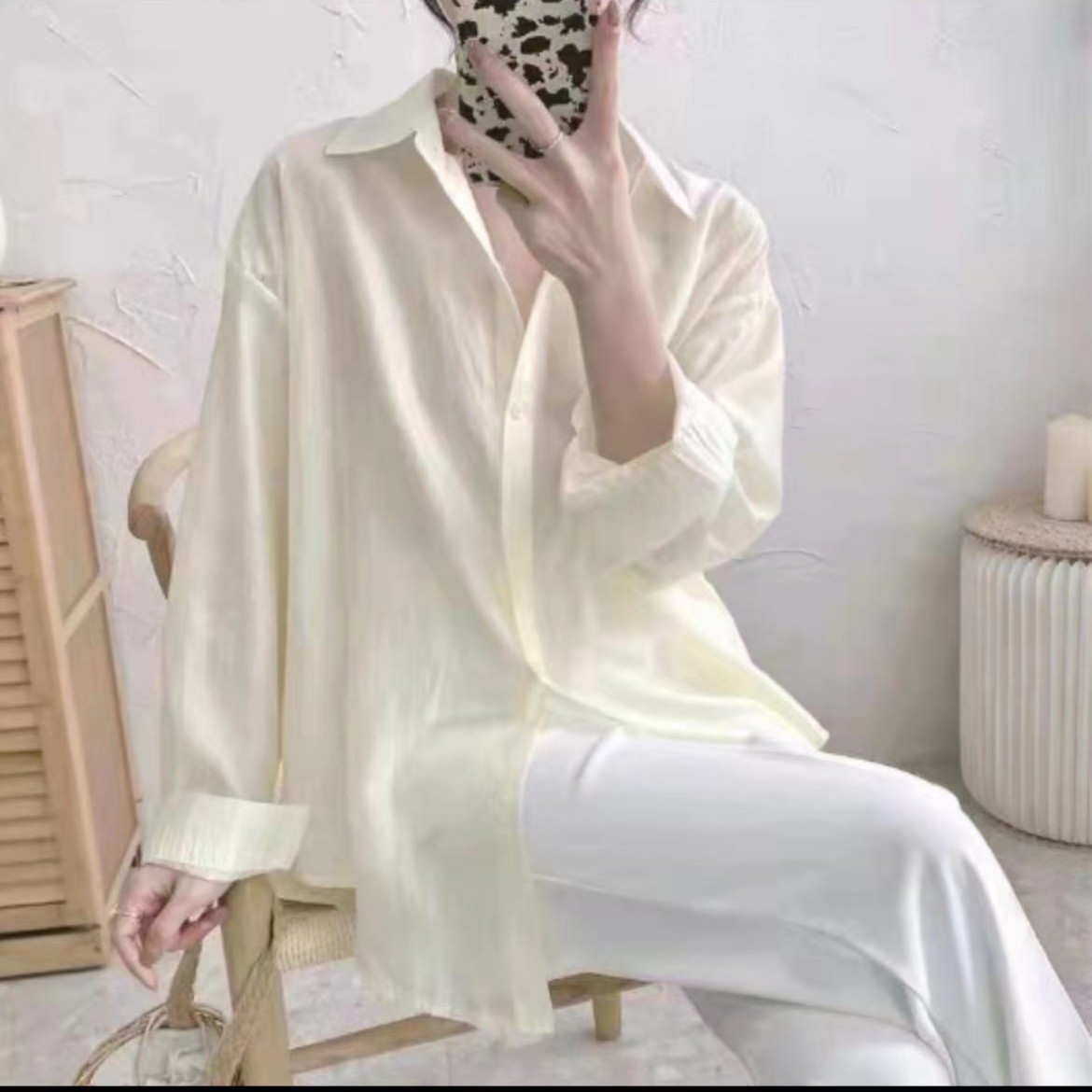 【秀宝女装】设计款扣子百搭防晒衫衬衫K7886