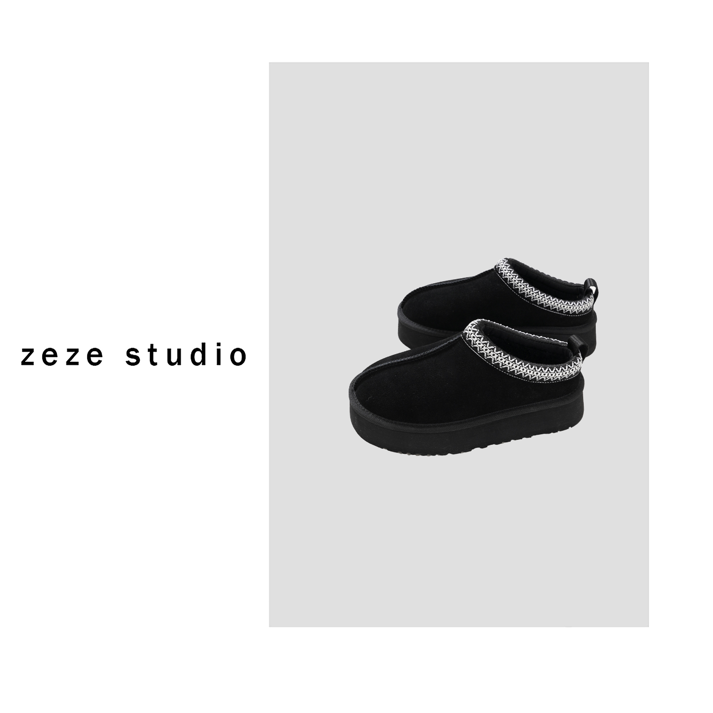 zeze studio【独立设计师】羊皮毛雪地短靴厚底增高真皮毛秋冬时尚