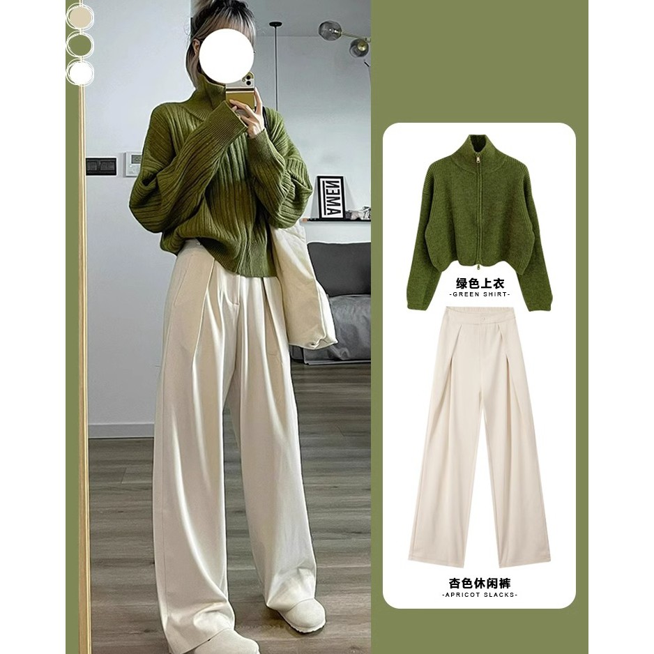 秋冬装搭配一整套2024微胖显瘦时尚炸街网红高级感毛衣两件套装女