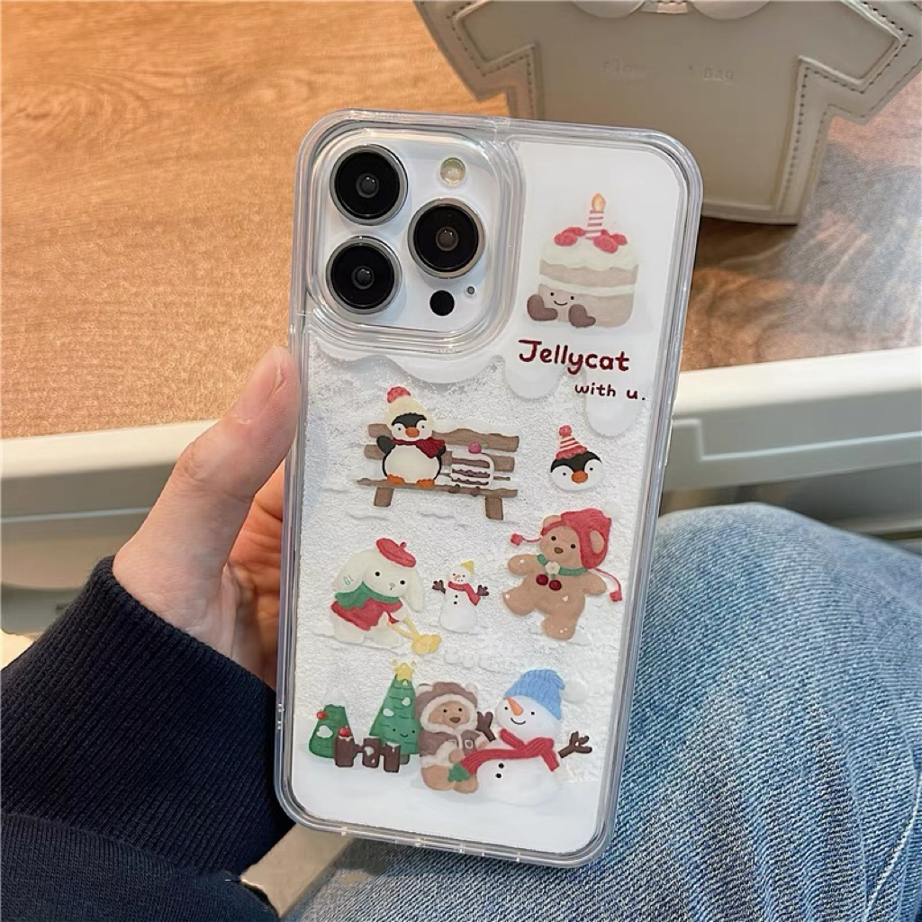 ins圣诞流沙雪人苹果15手机壳iPhone14promax趣味13/11卡通12女xr