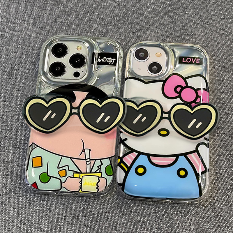 卡通KT猫和小新iPhone14手机壳苹果13proma可爱12个性11男女xr78p