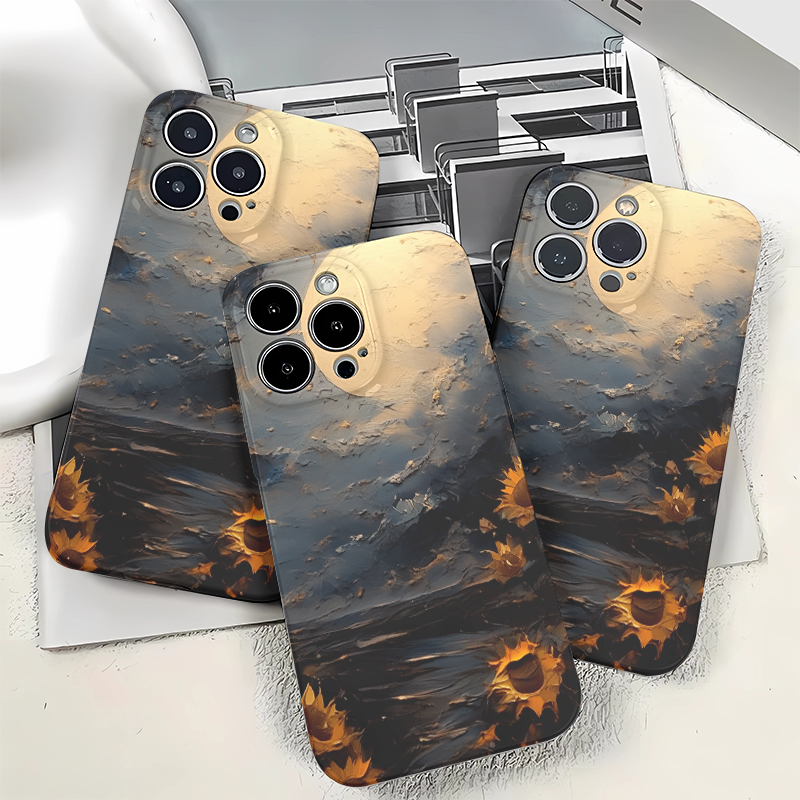 原创适用iphone14Pro苹果15创意13艺术11Xsm向日葵全包菲林手机壳