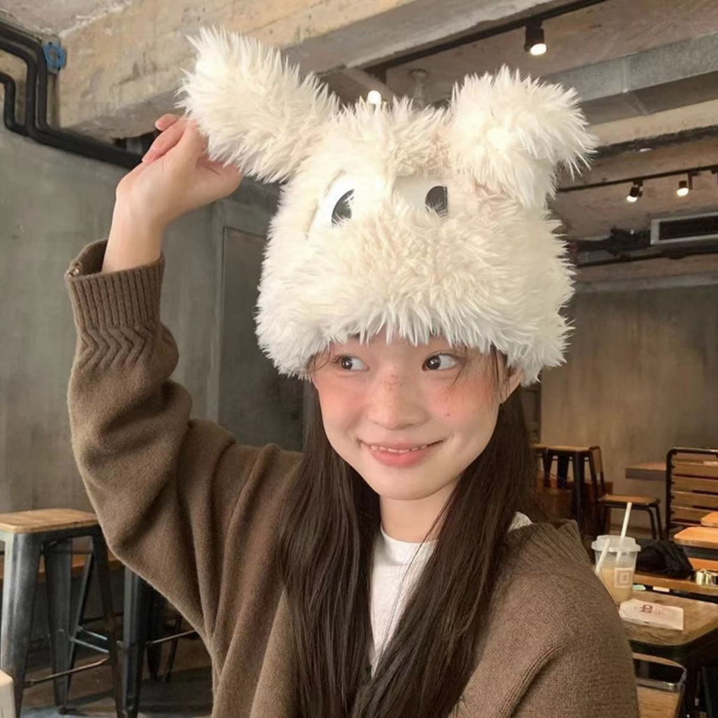【女秋冬毛绒加厚帽子】2023网红爆款可爱防风保暖冬天毛茸茸小狗