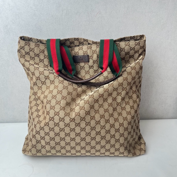 95新 GUCCI/古驰 帆布购物袋单肩包 13515