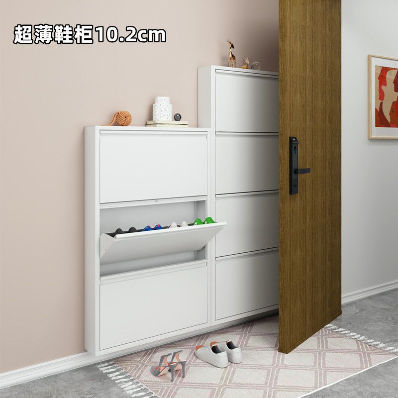窄款10cm超薄鞋柜钢制翻斗极窄鞋橱门口进门家用靠墙北欧风玄关柜