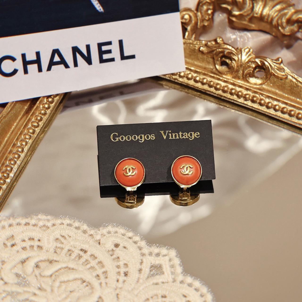 95新 Chanel/香奈儿 桃红色双C复古耳夹/耳环/耳钉/耳夹/78072015