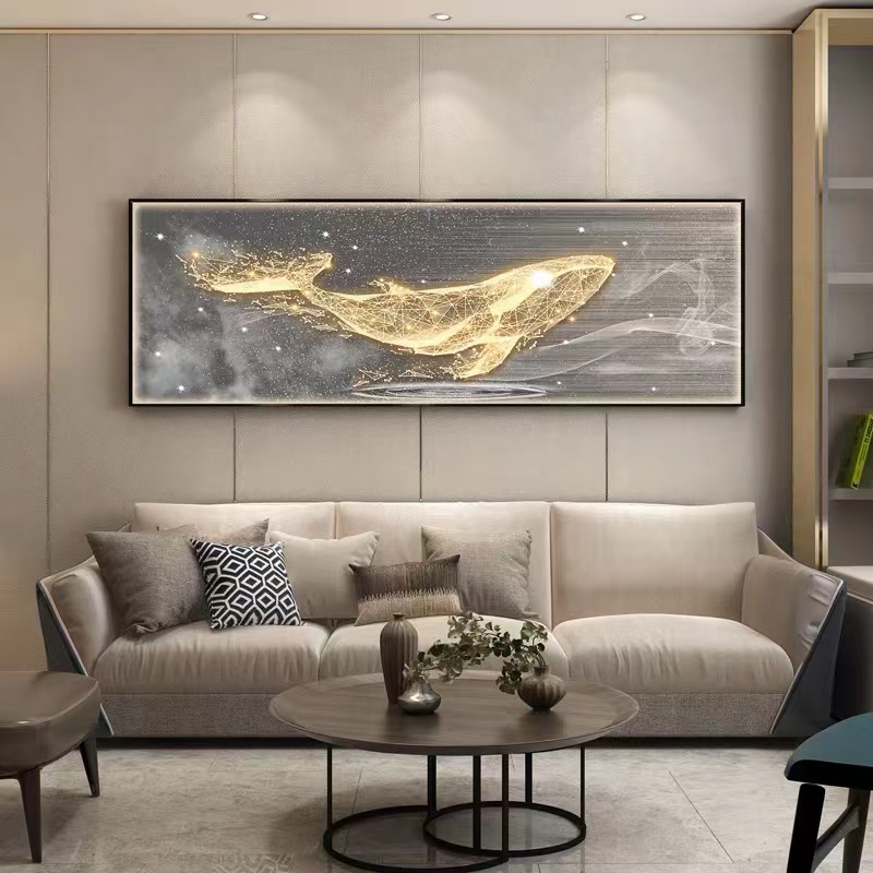 现代简约卧室客厅装饰画主卧挂画抽象沙发背景墙壁画鲸鱼70200