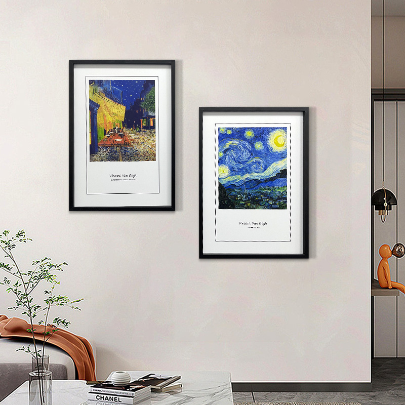 北欧玄关装饰画植物花卉客厅背景墙壁画两联挂画星空两联4060轻奢